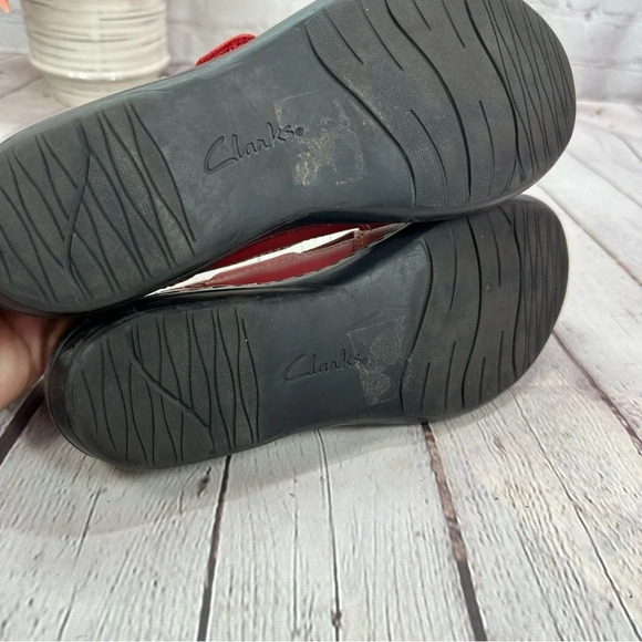 clarks evianna peal red leather flat loafer adjustable strap sz 9.5 - Picture 5 of 10
